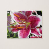 ピンクのユリのピンクのフローラピンクの花の熱帯花 ジグソーパズル (横)