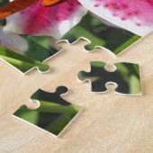 ピンクのユリのピンクのフローラピンクの花の熱帯花 ジグソーパズル (側面)