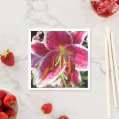 ピンクのユリのピンクのフローラピンクの花の熱帯花 スタンダードカクテルナプキン (インサイチュ)