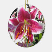 ピンクのユリのピンクのフローラピンクの花の熱帯花 セラミックオーナメント (左)