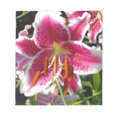 ピンクのユリのピンクのフローラピンクの花の熱帯花 ノートパッド (正面)