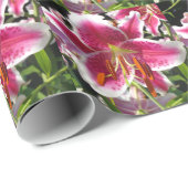 ピンクのユリのピンクのフローラピンクの花の熱帯花 ラッピングペーパー (ロールコーナー)