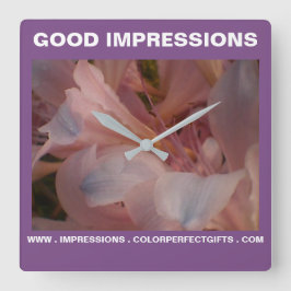 ピンクのユリの印象 スクエア壁時計