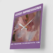 ピンクのユリの印象 スクエア壁時計 (傾斜)