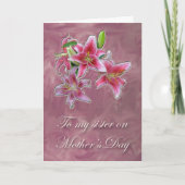 ピンクのユリの姉妹の母の日カード カード (正面)