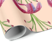 ピンクのユリの水の色の花モダンのフローラアート ラッピングペーパー (ロールコーナー)