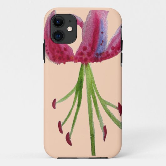 ピンクのユリの水の色の花モダンのフローラアート Case-Mate iPhoneケース (裏面)