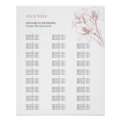 ピンクのユリの結婚アウトラインの座席表 ポスター (正面)