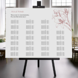 ピンクのユリの結婚アウトラインの座席表 ポスター
