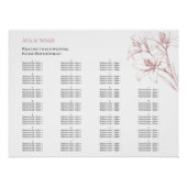 ピンクのユリの結婚アウトラインの座席表 ポスター (正面)