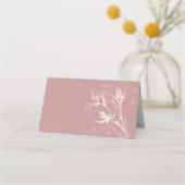 ピンクのユリの結婚輪郭の折り畳み プレイスカード (裏面)