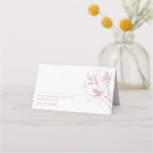 ピンクのユリの結婚輪郭の折り畳み プレイスカード (正面)