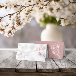 ピンクのユリの結婚輪郭の折り畳み プレイスカード