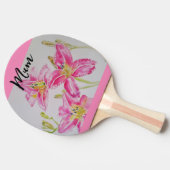 ピンクのユリの花のトートバッグ 水彩画の花 イラスト 卓球ラケット (横)