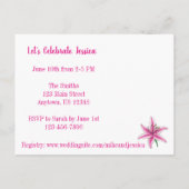 ピンクのユリの花のブライダルシャワーのご招待 インビテーションポストカード (裏面)