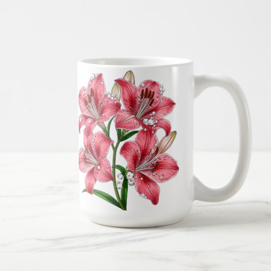 ピンクのユリの花束 コーヒーマグカップ (右)