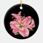 ピンクのユリの花束 セラミックオーナメント (裏面)