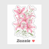 ピンクのユリの花 シール (シート)