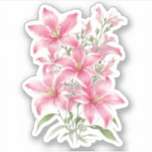 ピンクのユリの花 シール (正面)