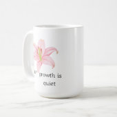 ピンクのユリの花 内面の成長 励まし コーヒーマグカップ (正面左)