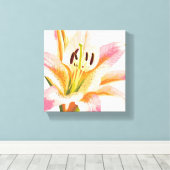 ピンクのユリの花 | 水彩フローラ絵を描ズ キャンバスプリント (インサイチュ (ウッドフロア))