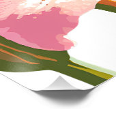 ピンクのユリの花 | 水彩フローラ絵を描ズ ポスター (コーナー)