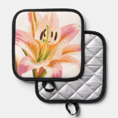 ピンクのユリの花 | 水彩フローラ絵を描ズ 鍋敷き (正面/裏面)