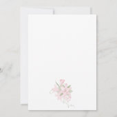 ピンクのユリの花 緑の葉 ベビーシャワー 招待状 (裏面)