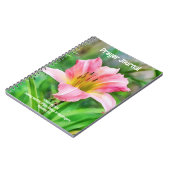 ピンクのユリの花 聖書の詩 祈りのノート ノートブック (左側)
