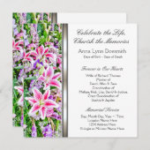 ピンクのユリの葬儀のお知らせ 招待状 (正面/裏面)