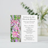 ピンクのユリの葬儀のお知らせ 招待状 (スタンド正面)