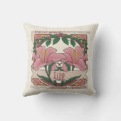 ピンクのユリビクトリアンの花の友情の賛美 クッション (裏面)