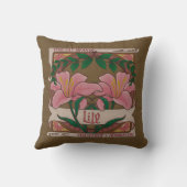 ピンクのユリビクトリアンの花の友情の賛美 クッション (裏面)