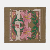 ピンクのユリビクトリアンの花の友情の賛美 フリースブランケット (正面(横))