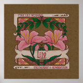 ピンクのユリビクトリアンの花の友情の賛美 ポスター (正面)