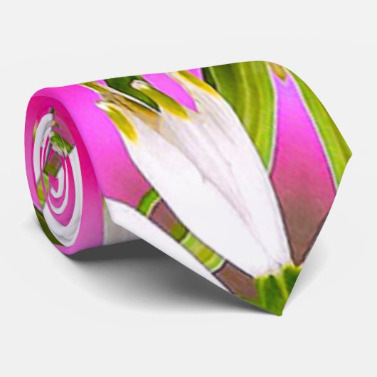 ピンクのユリ模様 ネクタイ (ロール)
