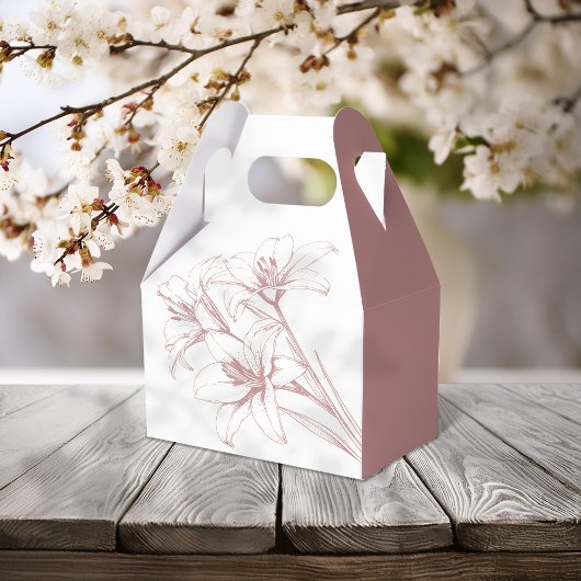 ピンクのユリ結婚の輪郭 フェイバーボックス