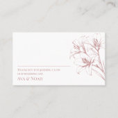 ピンクのユリ結婚の輪郭 プレイスカード (正面)