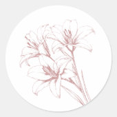 ピンクのユリ結婚の輪郭 ラウンドシール (正面)