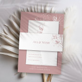 ピンクのユリ結婚の輪郭 招待状ベリーバンド