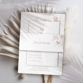 ピンクのユリ結婚の輪郭 招待状ベリーバンド