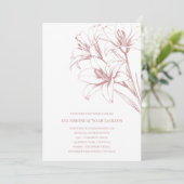 ピンクのユリ結婚の輪郭 招待状 (スタンド正面)