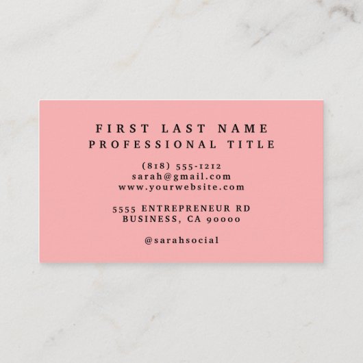 ピンクのユリ花の名刺 名刺 (裏面)