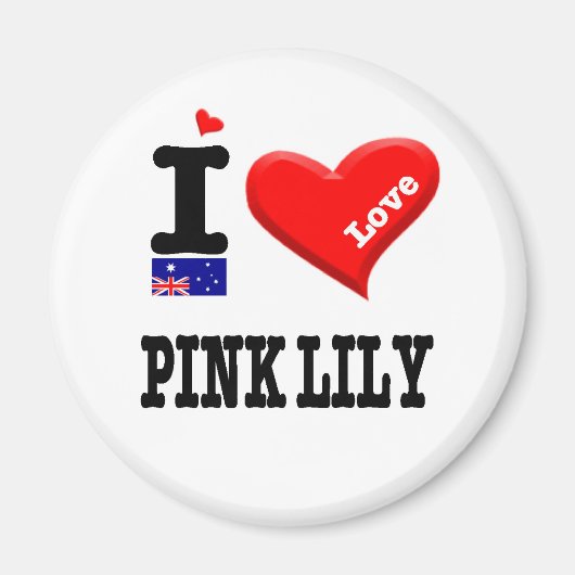 ピンクのユリ – 大好き マグネット (正面)