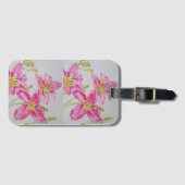 ピンクのユリ 水彩画 花 ラゲッジタグ (正面横)
