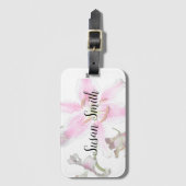 ピンクのユリ |白に繊細なピンクのユリの花 ラゲッジタグ (正面縦)