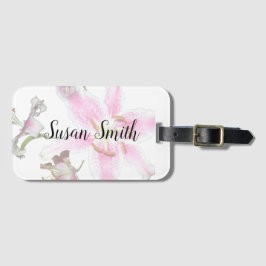 ピンクのユリ |白に繊細なピンクのユリの花 ラゲッジタグ