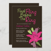 ピンクのユリ　結婚前の最後のひととき招待状 招待状 (正面/裏面)