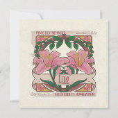 ピンクのユリ - 花の意味 友情 グリーティングカード (正面)