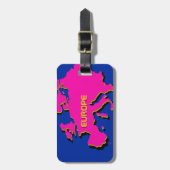 ピンクのヨーロッパのモノグラムの地図 – 荷札 ラゲッジタグ (正面縦)